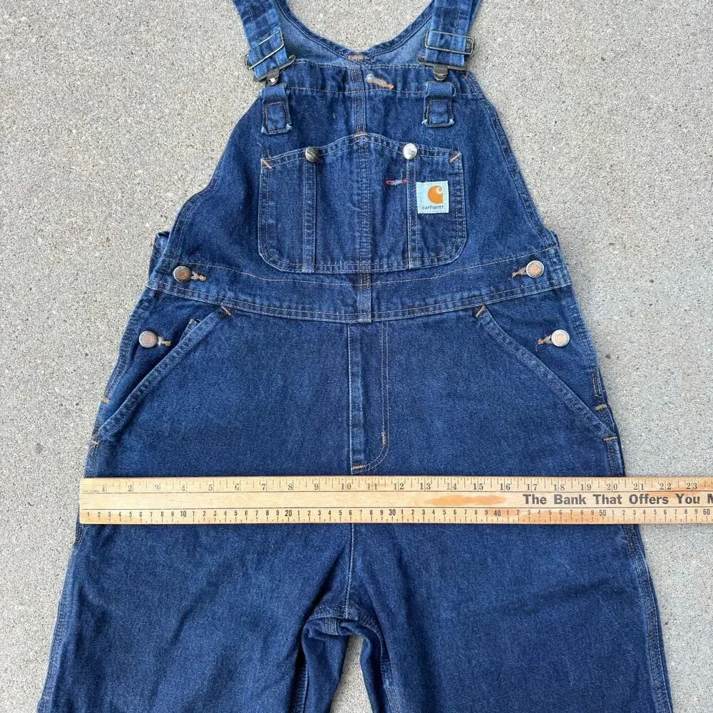 Carhartt 6x32 Womens Washed Denim Blue Jean Bib Overalls WR007 HDK - Picture 9 of 10